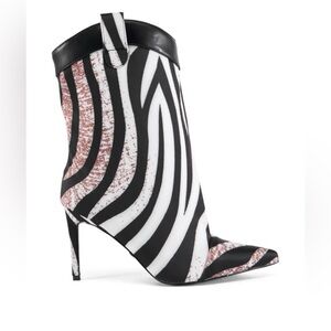 Chic Zebra Pattern Heeled Boots